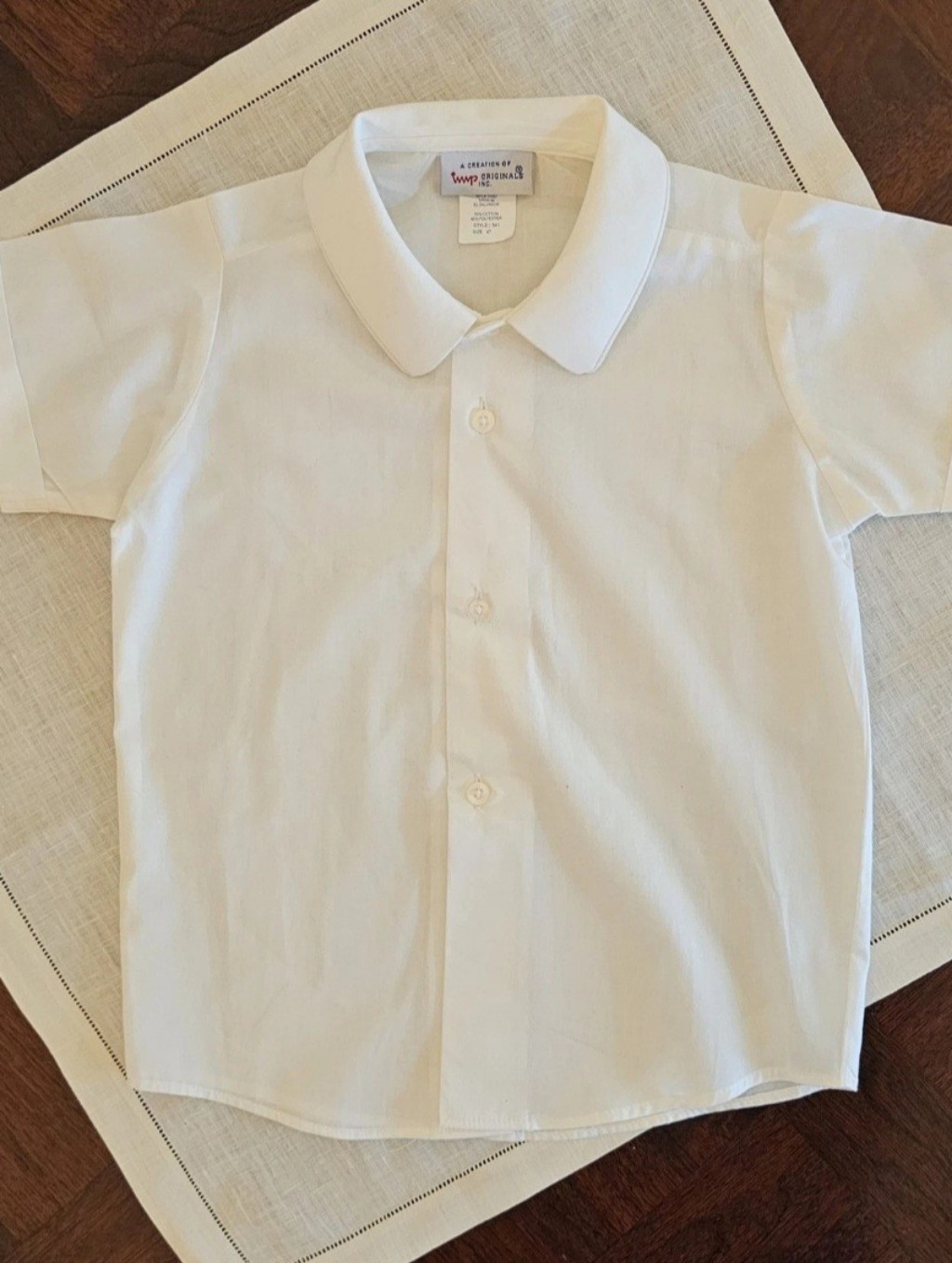 Vintage Imp Originals Boys White Short-Sleeve Peter Pan Collar Collared Shirt 4t